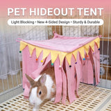 Load image into Gallery viewer, Cozy Fleece Bunny Hideout Tent with Pom-Poms | 4-Sided Light-Blocking Small Animal Hideaway for Rabbits