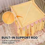 Load image into Gallery viewer, Cozy Fleece Bunny Hideout Tent with Pom-Poms | 4-Sided Light-Blocking Small Animal Hideaway for Rabbits