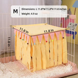 Load image into Gallery viewer, Cozy Fleece Bunny Hideout Tent with Pom-Poms | 4-Sided Light-Blocking Small Animal Hideaway for Rabbits