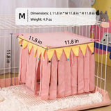 Load image into Gallery viewer, Cozy Fleece Bunny Hideout Tent with Pom-Poms | 4-Sided Light-Blocking Small Animal Hideaway for Rabbits