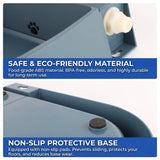 Load image into Gallery viewer, Detailed views of the pet water bowl highlighting durable food-grade BPA-free ABS material and the rubber non-slip protective base pads that prevent sliding.