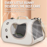 Load image into Gallery viewer, Multi-sided airflow diagram highlighting fresh air circulation and ventilation grommets on the rabbit travel carrier for safe, stress-free outings.
