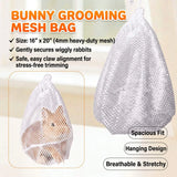 Load image into Gallery viewer, 16 by 20 inch bunny grooming mesh bag specifications designed for comfortable, wiggly rabbit restraint.