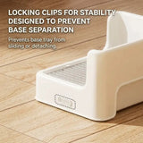 Load image into Gallery viewer, Close-up of the secure locking clips on a rabbit litter tray, designed to prevent base separation and sliding