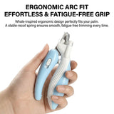 Load image into Gallery viewer, Whale-inspired ergonomic design of the rabbit nail trimmer fitting perfectly in the palm, featuring a stable-recoil spring for smooth, fatigue-free clipping.