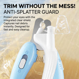 Load image into Gallery viewer, Integrated clear anti-splatter guard on rabbit nail clippers, capturing nail debris instantly for fast, mess-free indoor rabbit grooming.