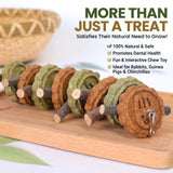 Load image into Gallery viewer, Natural timothy hay cake chew toy with apple twigs designed for rabbits, guinea pigs, and chinchillas