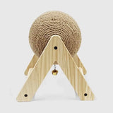 Load image into Gallery viewer, Front view of the triangular wooden frame sisal rope scratching toy for rabbits and small pets.