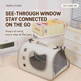 Load image into Gallery viewer, See-through viewing window on the portable bunny carrier placed on a table in a cozy home setting, ready for vet visits and outings.