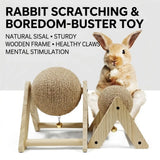 Load image into Gallery viewer, Cute rabbit sitting next to a natural sisal scratching ball toy designed for mental stimulation and boredom relief.