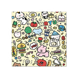 Load image into Gallery viewer, Full pattern detail of the bunny swaddle wrap showing yellow cartoon pets, puppy, burgers, and sweet snacks design