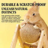 Load image into Gallery viewer, Adorable indoor bunny scratching on a natural sisal ball toy to help naturally wear down claws and prevent nail overgrowth.