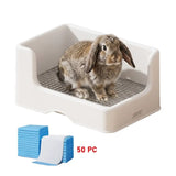 Load image into Gallery viewer, A clean, hygienic rabbit litter box set including 50 disposable pads for effortless mess control