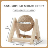 Load image into Gallery viewer, Dimensions chart for rabbit sisal scratcher toy showing 4.7-inch ball diameter and solid wood base size measurements.