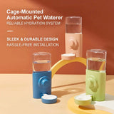 Load image into Gallery viewer, An infographic showing three colors of the automatic cage-mounted rabbit waterer: pink, blue, and green, highlighting its reliable hydration system.