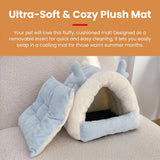 Load image into Gallery viewer, Antler bunny cave bed shown with its ultra-soft padded cushion insert removed for convenient machine washing or seasonal mat replacement.