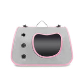 Load image into Gallery viewer, Grey small pet carrier bag with light pink trim and metal ventilation holes, ideal for bunnies, kittens, and guinea pigs.