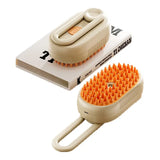 Load image into Gallery viewer, Rechargeable electric steaming rabbit brush with soft orange silicone bristles for gentle fur deshedding.