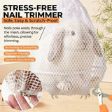 Load image into Gallery viewer, Anti-scratch mesh restraint bag holding a lop bunny for calm, stress-free claw trimming without kicking.