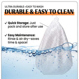 Load image into Gallery viewer, Easy-to-clean bunny grooming mesh sack being rinsed in water for quick-drying, reusable pet hygiene.