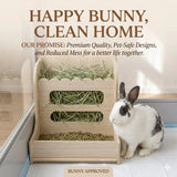 Load image into Gallery viewer, Wooden bunny hay rack with food tray for a cleaner indoor rabbit feeding area